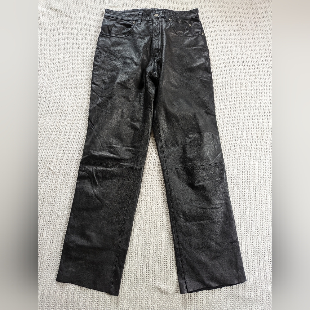 VINTAGE HARLEY DAVIDSON Women's 30 Leather Pants Actual 31x30.5 Motorcycle